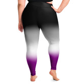 Asexual Pride Ombre High-Waist Plus Leggings Plus Size Legging - AOP PRIDE MODE